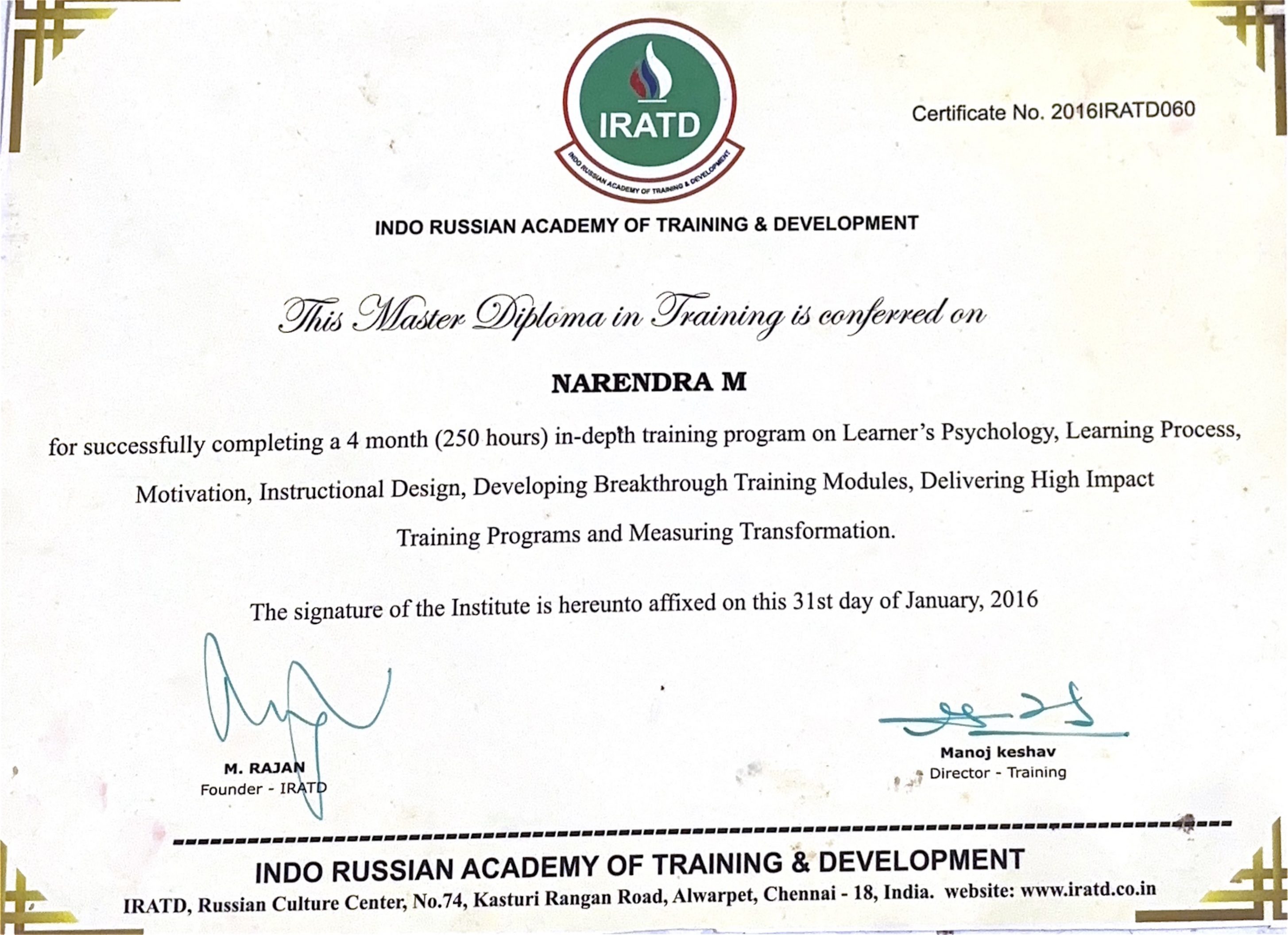 IRATD Master Diploma